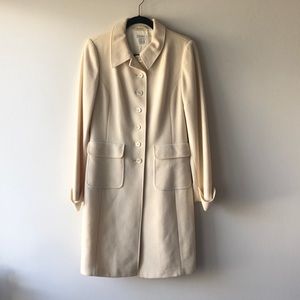 Halogen wool blend knee length coat cream sz M